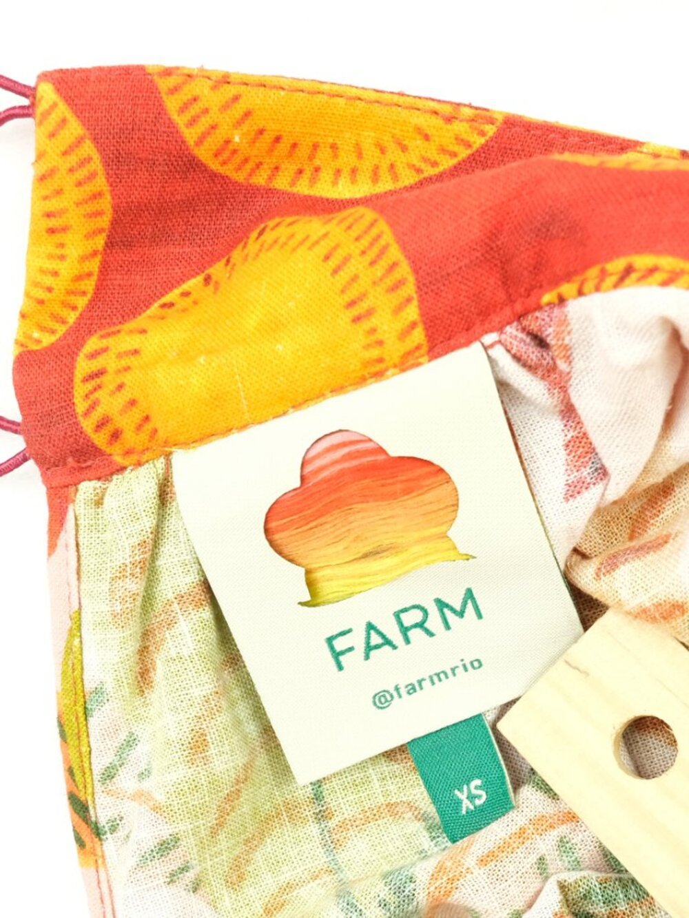 FARM Rio Pink Orange Green Leaf-Print Strapless Maxi Dress - Picture 8 of 10